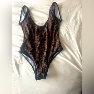 Fendi brown/black Lycra Swimsuit